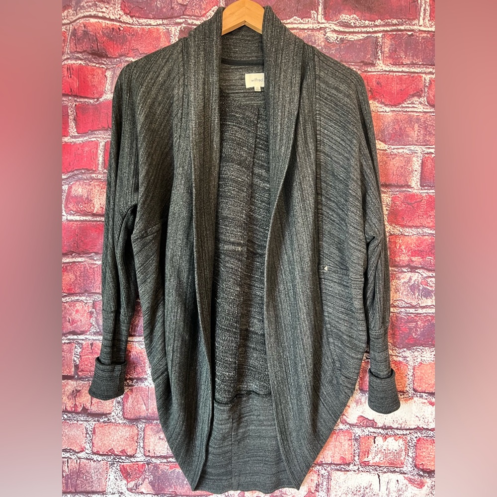 Wilfred Free Aritzia Diderot Cocoon Cardigan Sweater Gray Space Dye XXS